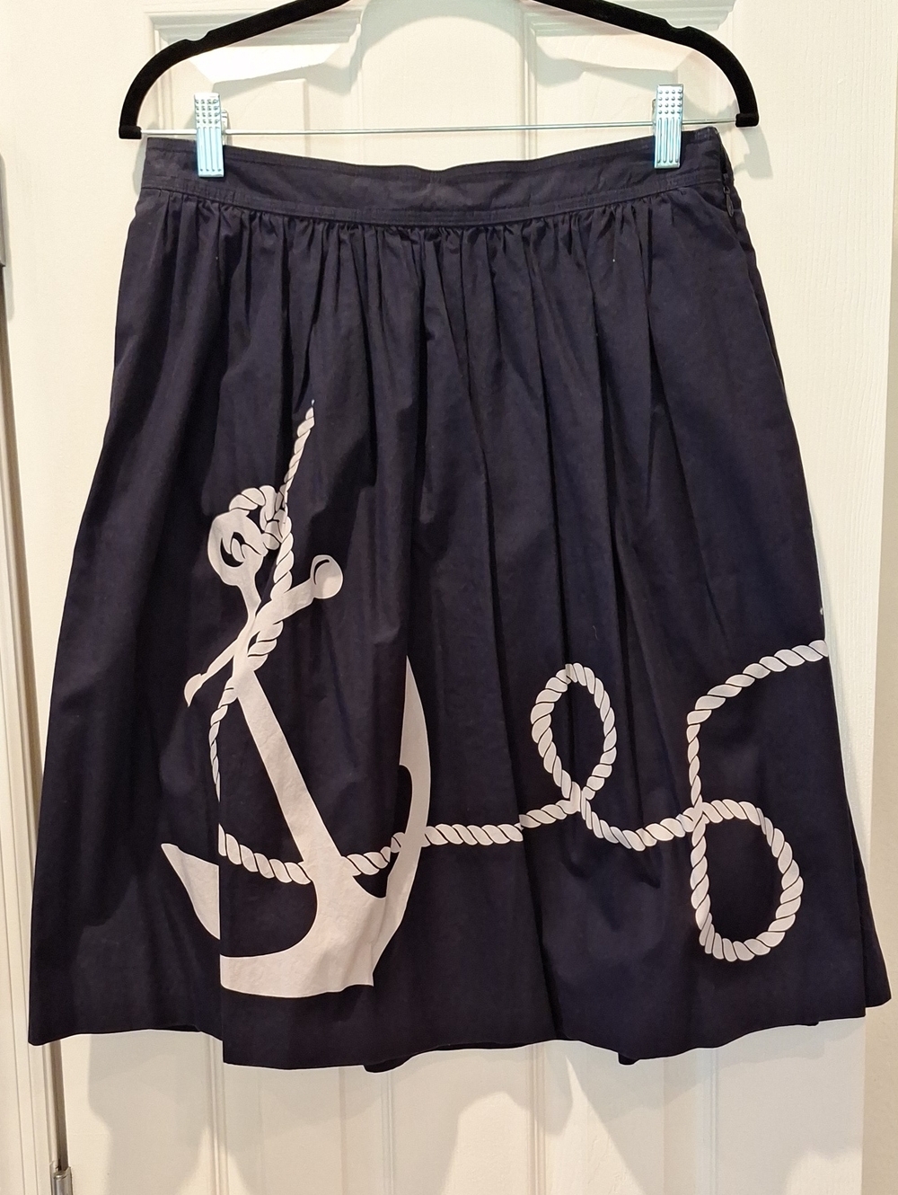 JCrew - Navy Cotton Full Midi Skirt Anchor/Rope/Nautical - 6